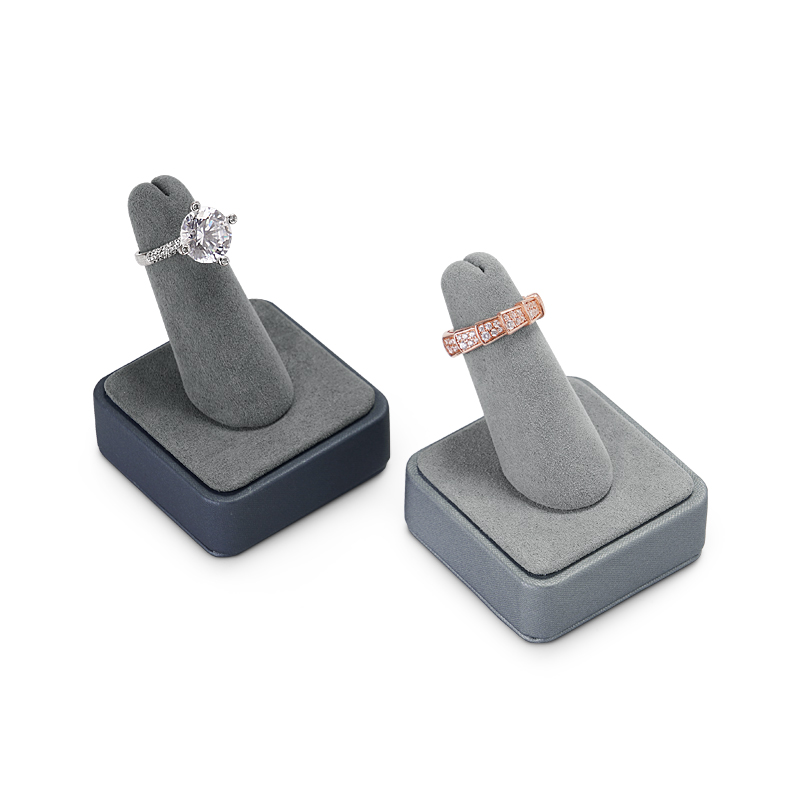 Grey leather jewelry display stand holder for ring