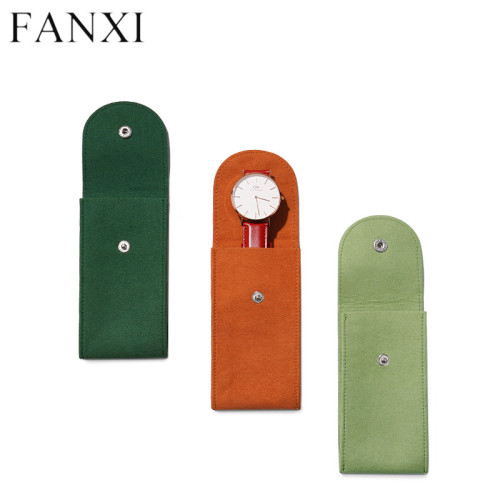 Green orange microfiber jewellery watch packaging bag pouch