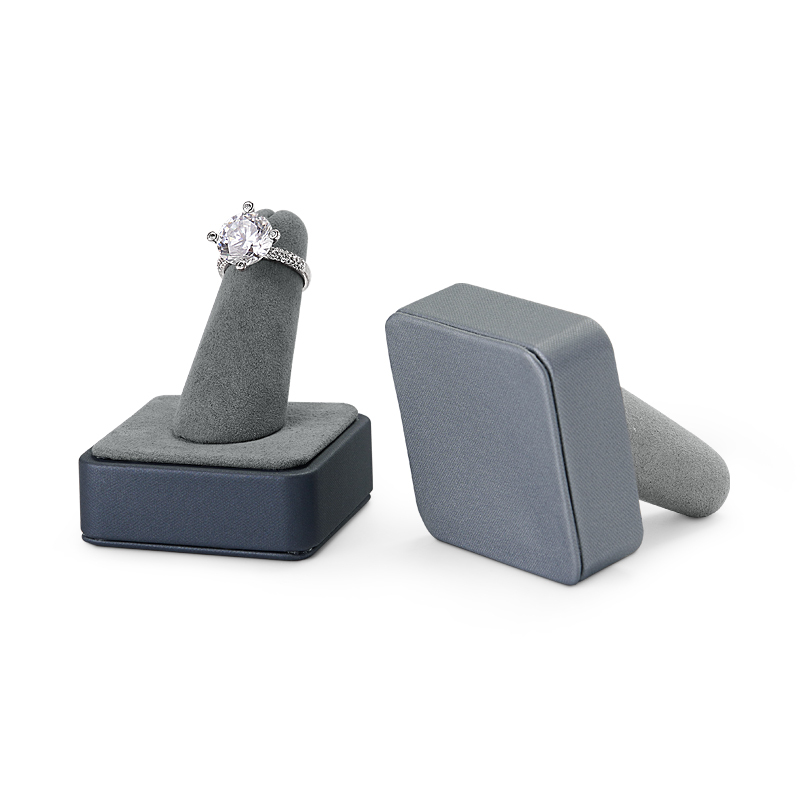 Grey leather jewelry display stand holder for ring