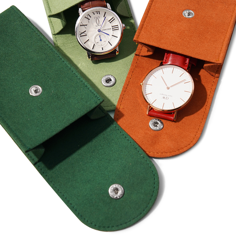 Green orange microfiber jewellery watch packaging bag pouch