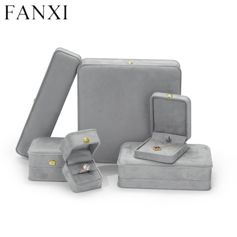 Grey velvet jewelry packaging box