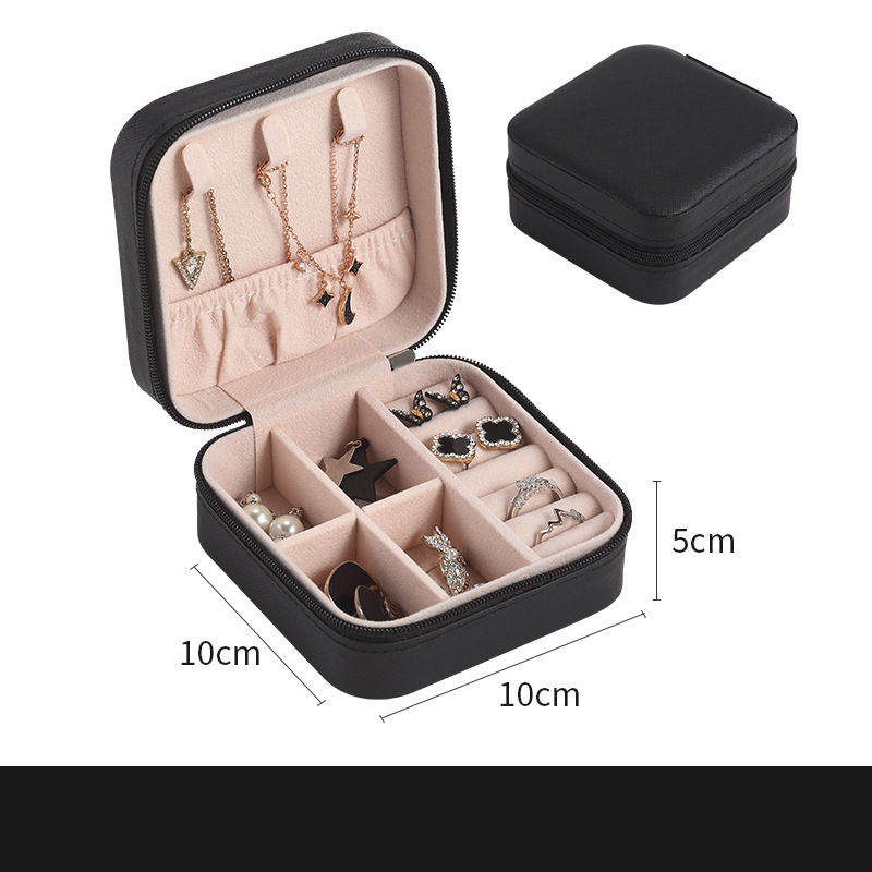 Pink blue leather multifunction jewelry organizer box
