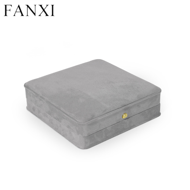 Grey velvet jewelry packaging box