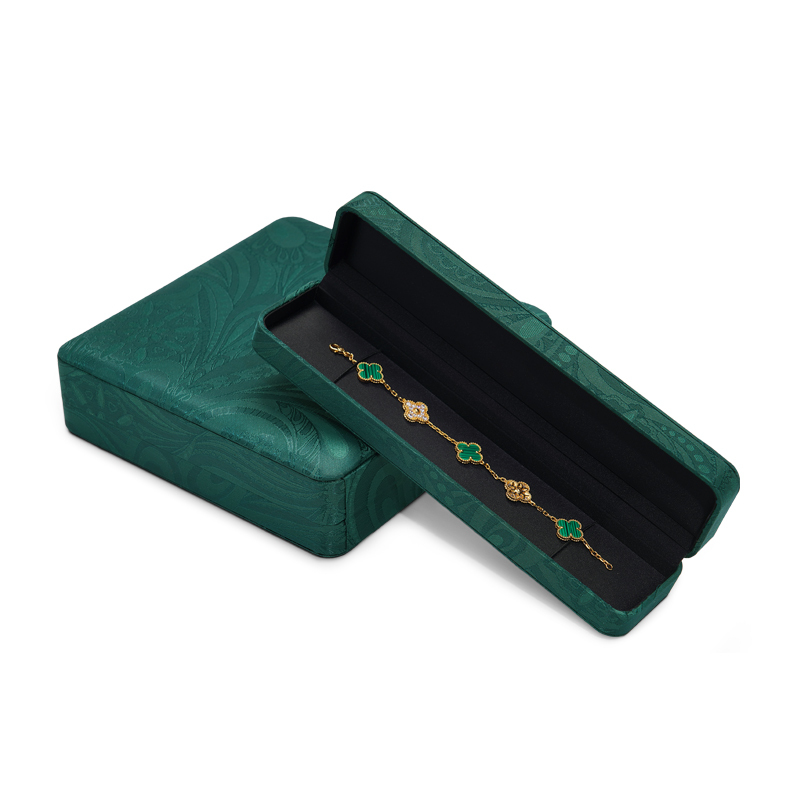 Emerald green silk jewellery packaging box