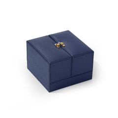 Navy blue leather jewelry packaging box for ring pendant