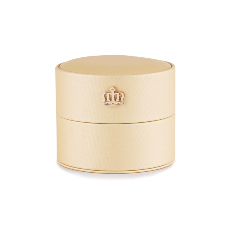 Cream leather round design jewelry box