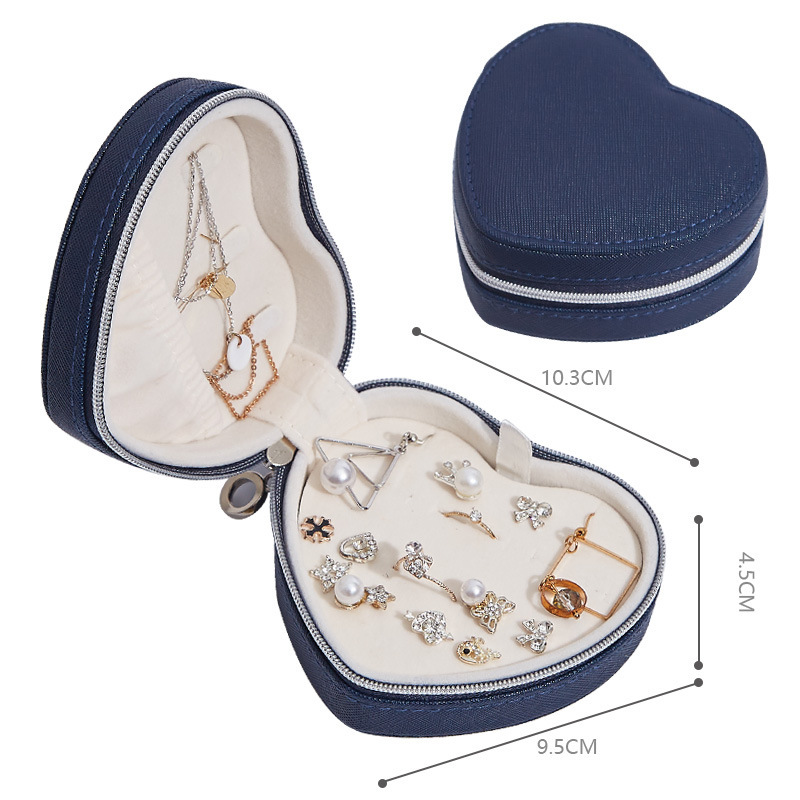 Peach pink heart design love jewelry storage box