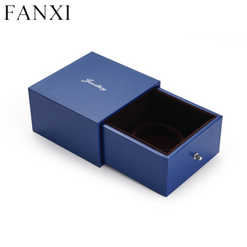 Blue cardboard drawer design jewelry packaging box