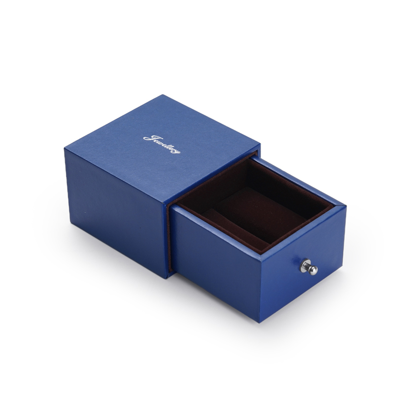 Blue cardboard drawer design jewelry packaging box