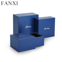 Blue cardboard drawer design jewelry packaging box