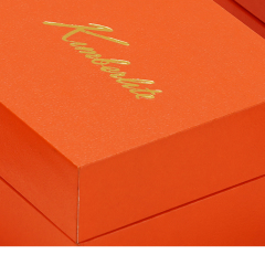 Orange leatherette paper jewellery packing box