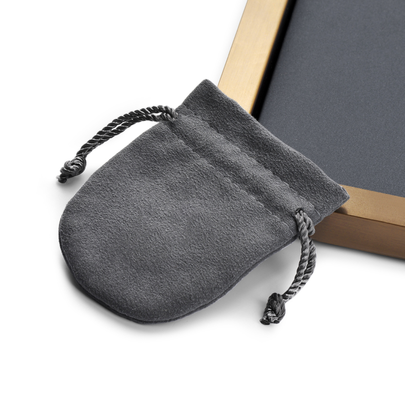 Gray microfiber jewelry packaging pouch