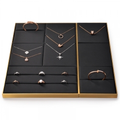Metal leather material jewelry display stand set