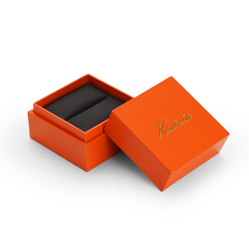 Orange leatherette paper jewellery packing box