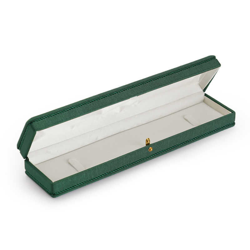 Green silk cloth jewelry packaging box with flannelette inside