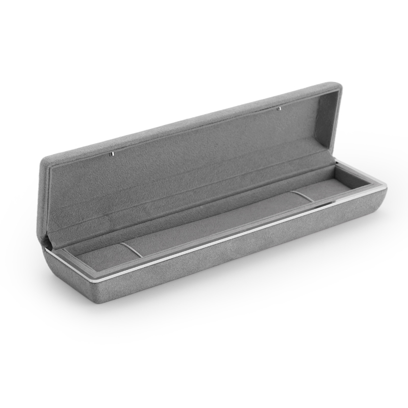 Grey microfiber jewelry packing box with led light inside