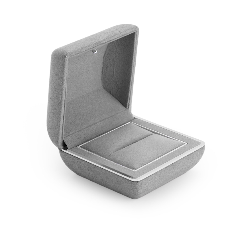 Grey microfiber jewelry packing box with led light inside