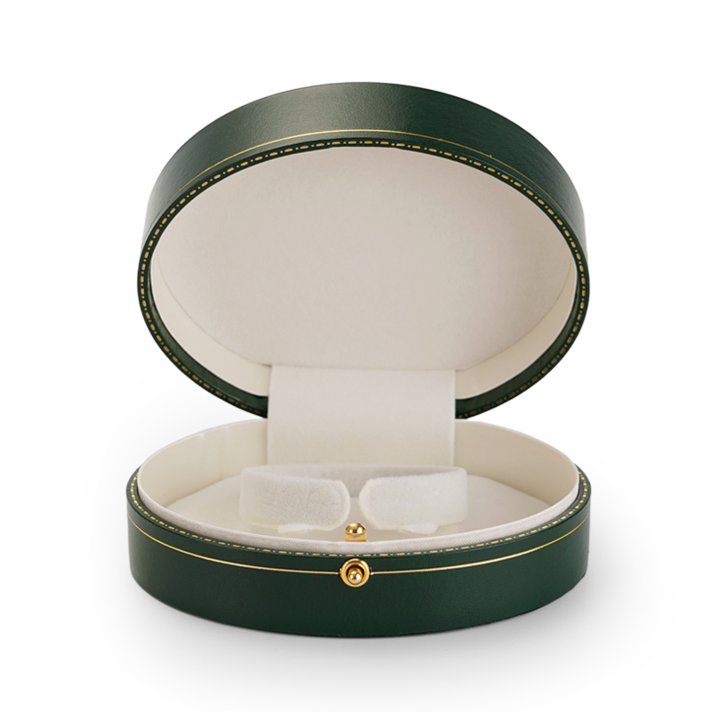 High-end dark green round shape jewelry packaging box