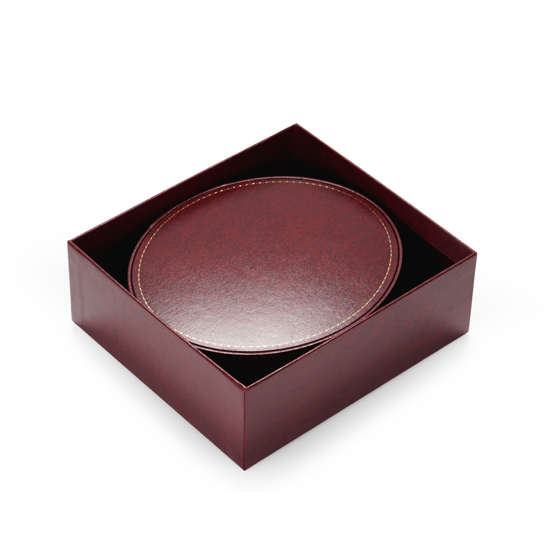 High-end wine red round shape jewelry packaging box