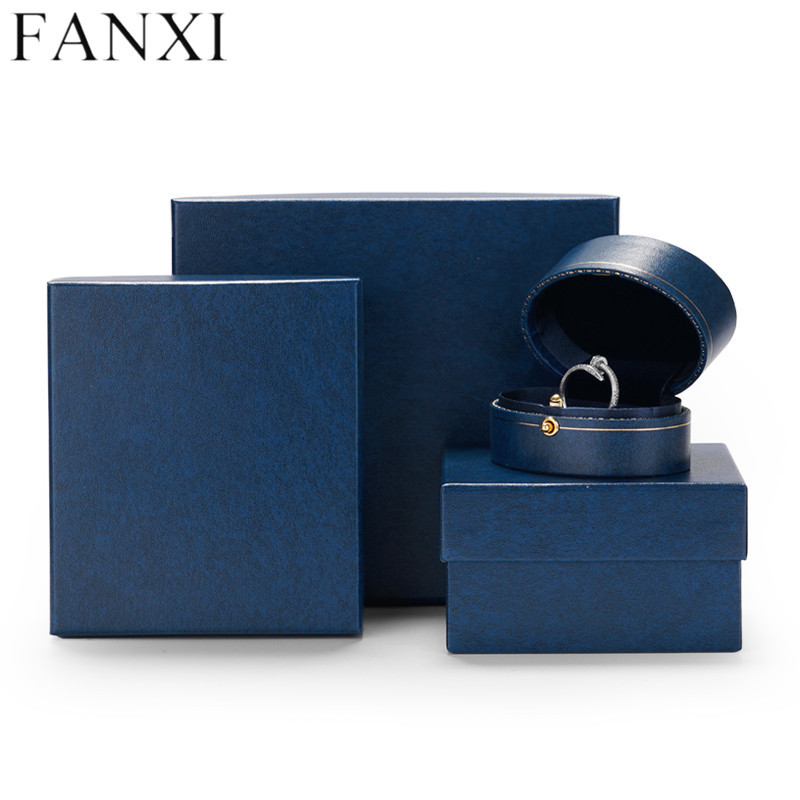 High-end blue round shape jewelry packaging box