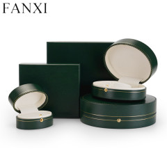 High-end dark green round shape jewelry packaging box