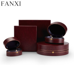 High-end wine red round shape jewelry packaging box