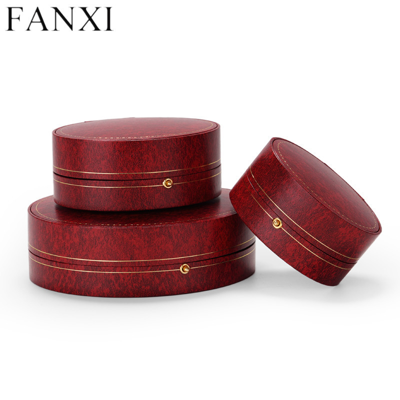 High-end red round shape jewelry packaging box