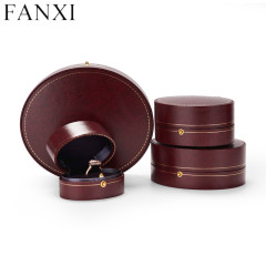 High-end wine red round shape jewelry packaging box