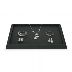 Black green PU leather flat jewelry display tray