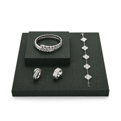 Green PU leather block jewellery display set matched freely