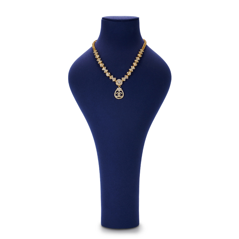 Custom counter blue microfiber jewelry display stand set exhibitor