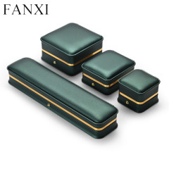 Custom logo green leather jewelry packaging box