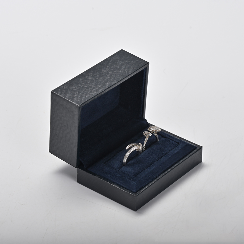 Black leatherette paper jewellery packaging box