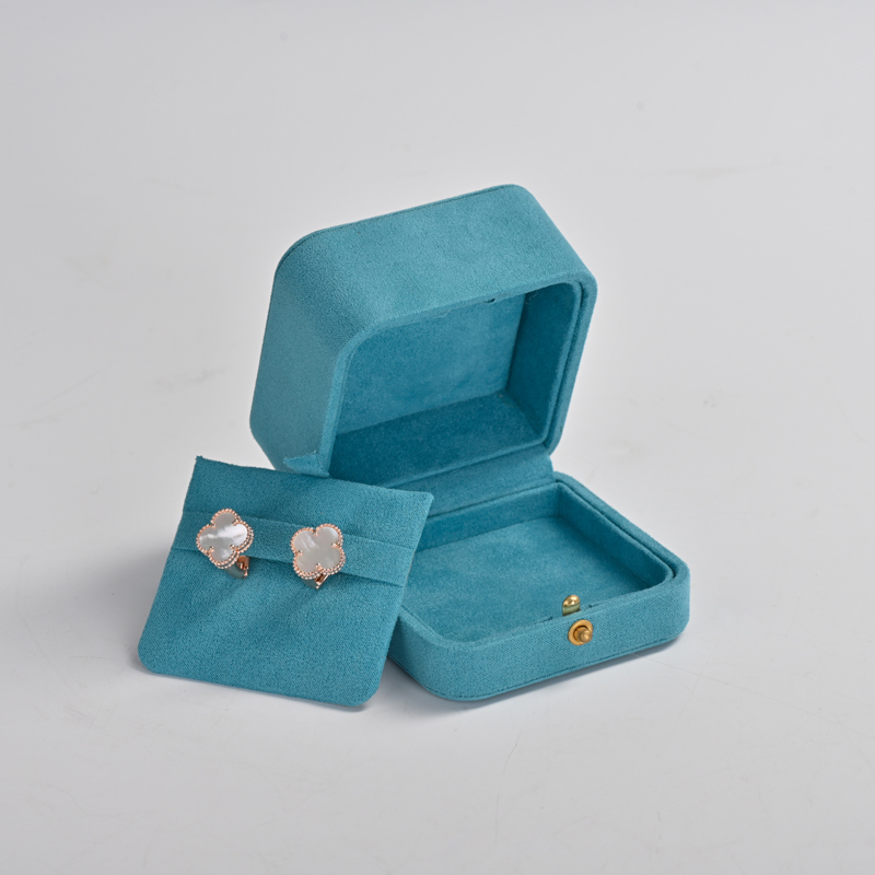 Custom sky blue microfiber jewelry packaging box