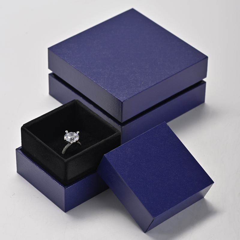 Custom logo blue colour jewelry packaging box