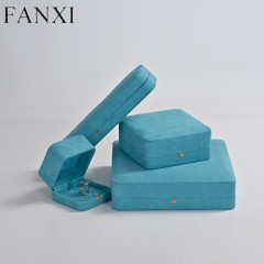 Custom sky blue microfiber jewelry packaging box