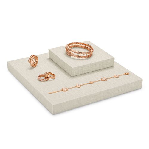 Cream PU leather block jewelry display set