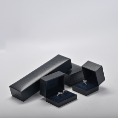 Black leatherette paper jewellery packaging box