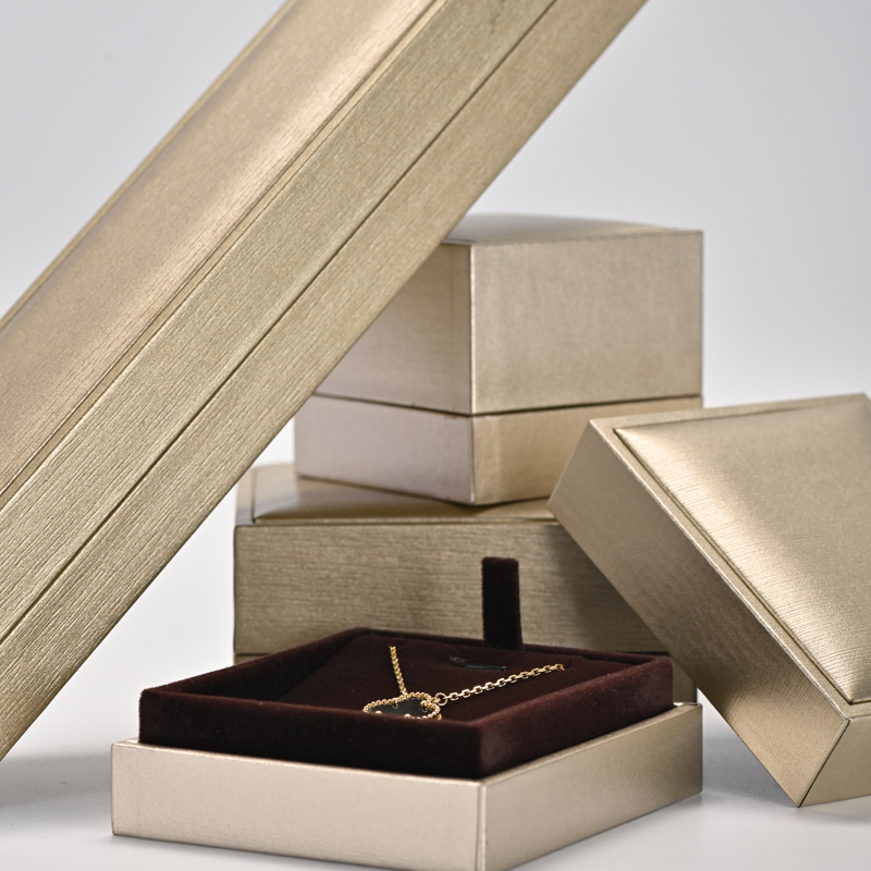 Custom gold PU leather jewellery packaging box