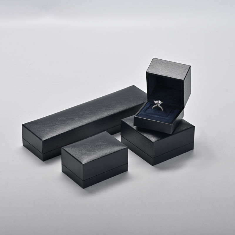 Black leatherette paper jewellery packaging box