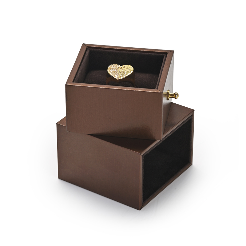 Unique brown drawer type jewelry packing box