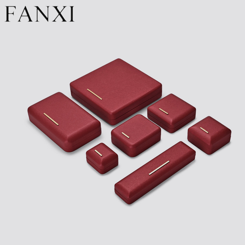 Custom logo red colour leather jewelry packging box