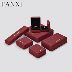 Custom logo red colour leather jewelry packging box