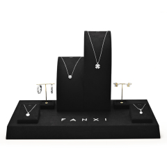 Custom colour black microfiber jewellery display set with metal stand