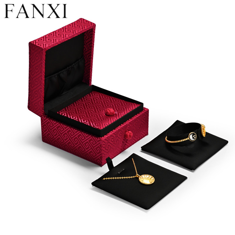 Custom red silk jewelry packaging box