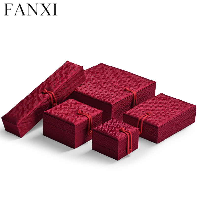 Custom red silk jewelry packaging box