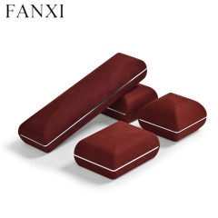 Wine red microfiber jewelry packing box