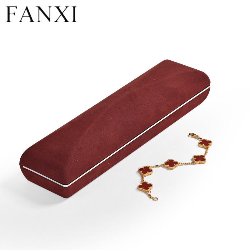 Wine red microfiber jewelry packing box