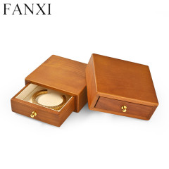 Wooden jewelry organizer storage case with cream microfiber inside