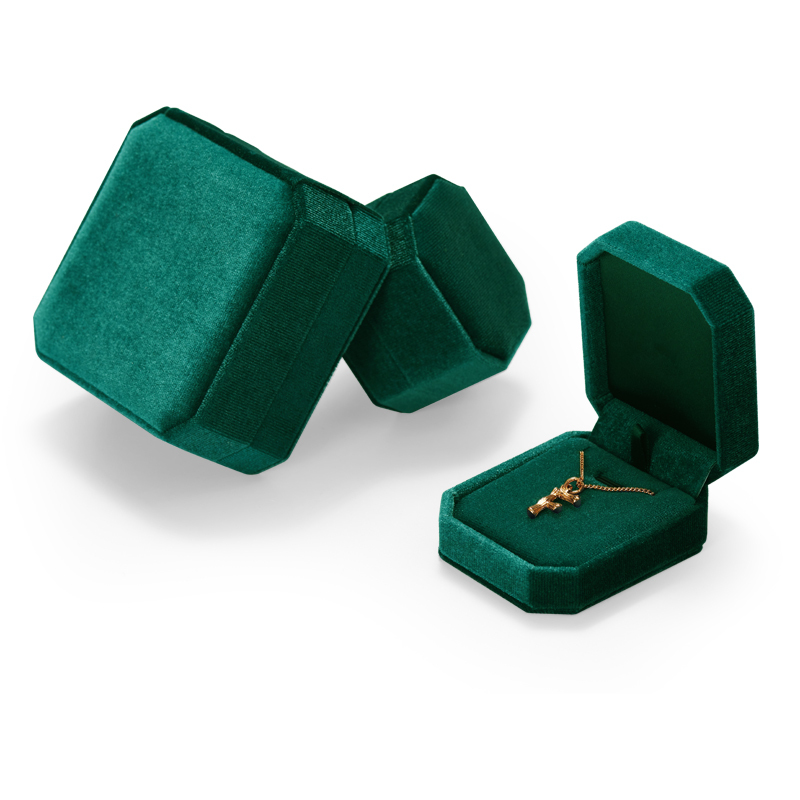 Custom logo/colour green velvet jewelry packing box